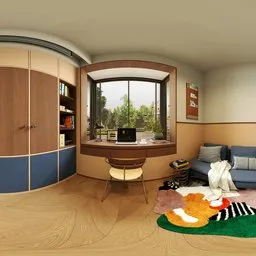 Mid-Century Modern Study Room