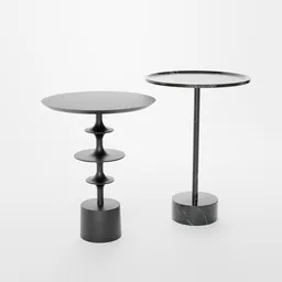 Detailed 3D-rendered marble-metal side tables suitable for Blender 3D modeling and visualization projects.