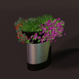 Mixed plantation &  brushed metal planter