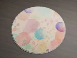 Detailed round rug 3D model with colorful abstract pattern, optimized for Blender rendering.