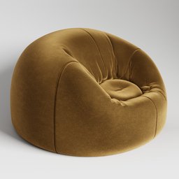 High-quality 3D model of a brown bean bag chair, ideal for Blender CGI projects, furniture visualization.