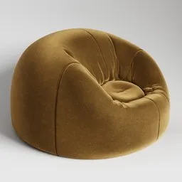 "Brown bean bag 3D model in Blender 3D, inspired by Igor Grabar's design. Topological renders with puffy, centered full-body shape and folded geometry. Ideal for comfortable seating in any 3D design project."