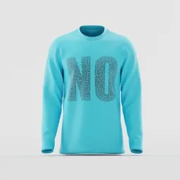 Men’s Cyan "NO" Word Art Long Sleeve