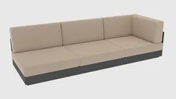 Detailed beige low poly 3D sofa model for Blender, perfect for interior design renderings.