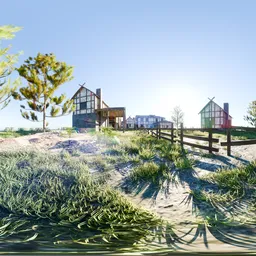 Bright Suny Village in Afternoon HDRi