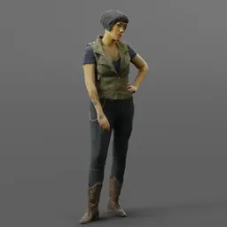 Standing Survivor Girl Green Top Cowboy