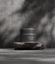 Luxury Face Cream on Stone Podium