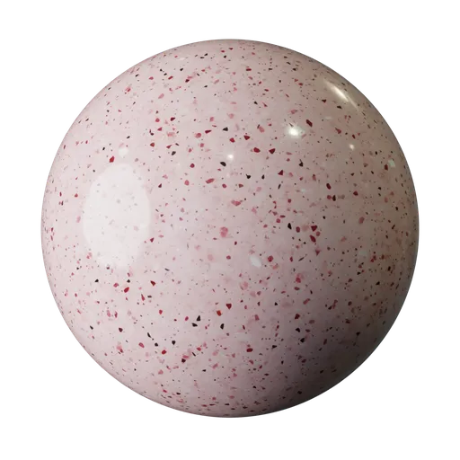 High-resolution speckled pink terrazzo PBR material for Blender 3D, suitable for modern interior design and vivid textures.