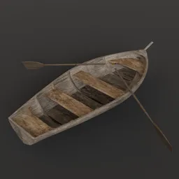 Rustic wooden rowboat