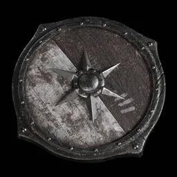 Detailed 3D model of an aged medieval shield with metal accents, optimized for Blender rendering.