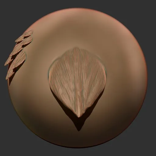 Detail of fish scale sculpting brush stroke effect for 3D modeling in Blender.