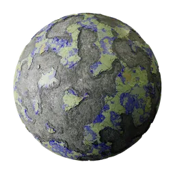 High-resolution PBR texture of a weathered painted plaster wall with peeling blue paint for 3D modeling.