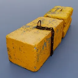 Concrete Block chain yellow old paint