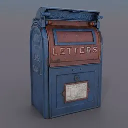 Detailed vintage-style 3D mailbox model featuring weathered textures, optimized for Blender rendering.