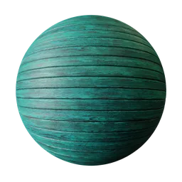 Realistic textured PBR material of turquoise painted wood for 3D modeling in Blender.