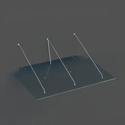 3D modeled glass canopy with supporting rods for architectural visualization in Blender.