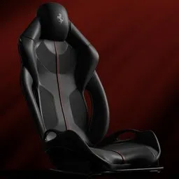 Detailed 3D-rendered car sport seat with embroidery, optimized for Blender, showcasing craftsmanship and design.