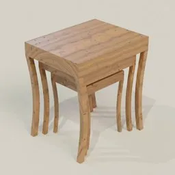 Detailed 3D wooden table model with elegant legs, optimized for Blender 3D rendering.