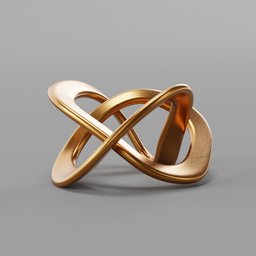 "Decorative Brass Strips Table Top 3D Model for Blender 3D: A stunning and intricate gold ring with a knot design, inspired by the works of Ernő Rubik and Benito Quinquela Martín. This award-winning sculpture showcases interconnected brass strips, offering a captivating and zen-like aesthetic for your 3D designs."