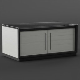 Detailed 3D model of modern Scandinavian-style commode with sleek black and white design, created for Blender rendering.