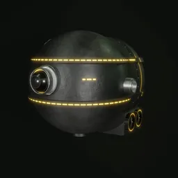 Spherical AI delivery drone 3D model with illuminated trim, futuristic design, for Blender rendering.