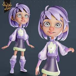 Stylized Medieval Fantasy Cartoon Girl