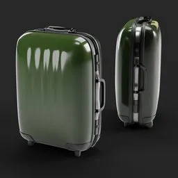 "Highly-detailed luggage bag 3D model rendered in Blender 3D. This realistic, dark green bag inspired by Hallsteinn Sigurðsson and Carl Gustaf Pilo features a side-view, path tracing render with a black background. Perfect for 3D artists and designers looking to enhance their projects with a professional luggage bag."