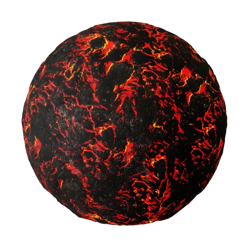 High-resolution 2K PBR lava material for 3D modeling and rendering, suitable for Blender and other 3D applications.