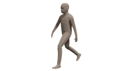 3D Blender model of a stylized low poly child mid-walk, crafted with quads for CG visualization.