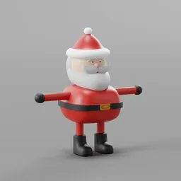 Stylized Santa Claus 3D model with red suit and hat, ideal for festive animation and game assets.