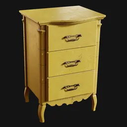 Yellow Three-Drawer Endtable