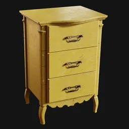 Yellow Three-Drawer Endtable