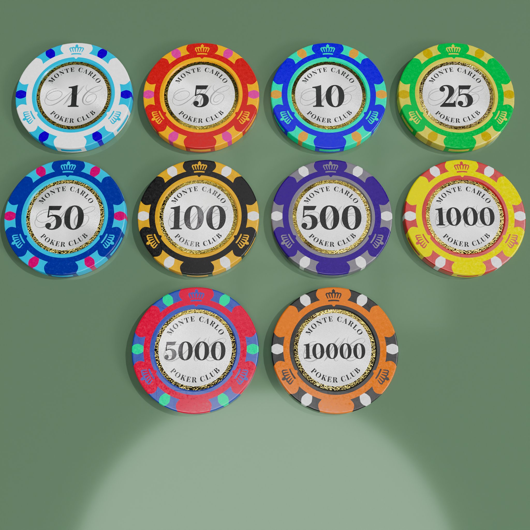 Monte Carlo Poker Club tokens gold | FREE Miscellaneous models | BlenderKit