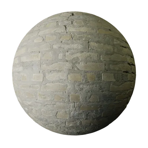 Weathered Buff Brick and Gray Mortar