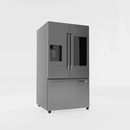 Detailed 3D render of a modern, sci-fi-style refrigerator with sleek design suitable for Blender modeling.