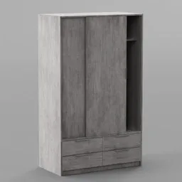 Detailed white vintage 3D model closet with shelves and drawers, Blender render, high-quality asset for interior design.