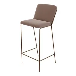 "Stool Betina 3D model for Blender 3D - a brown seat and backrest with a sleek metal frame, perfect for decorating kitchen or bar countertops."