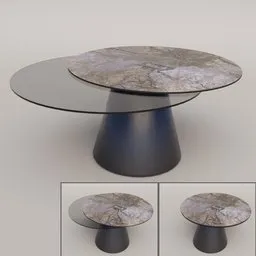 High-quality 3D model of a swivel ceramic-glass conference table, modifiable design, suitable for Blender rendering.