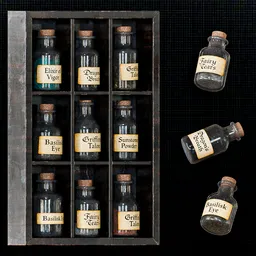 Wall Potion Rack with Bottles
