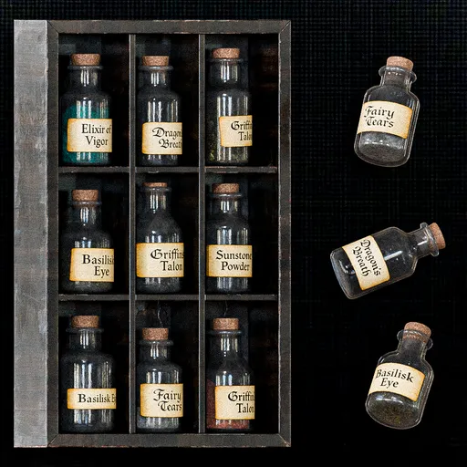 Wall Potion Rack with Bottles