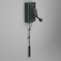 Detailed 3D asset of a vintage pulley-operated power switch, textured for realism, perfect for Blender rendering.