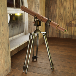 Detailed 3D model of an astronomical telescope with realistic textures using Blender software.