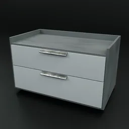 Realistic 3D model of a modern nightstand with metallic handles for Blender architectural rendering.