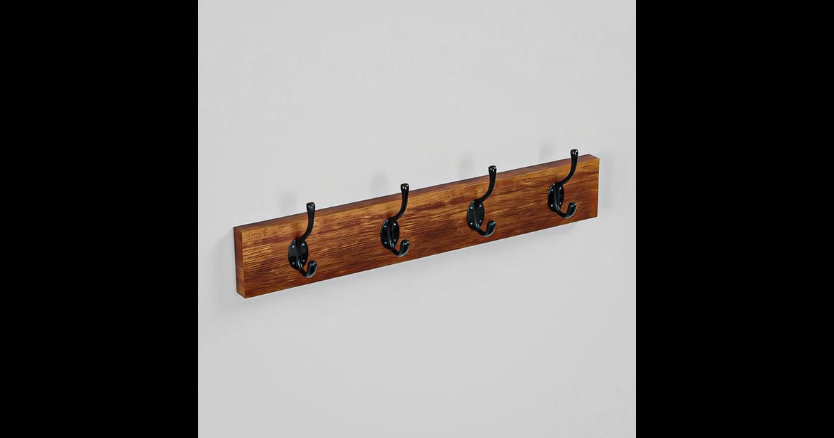 Coat Rack 4 Oak Dark | Wardrobes models | Blendkit