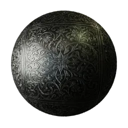 Ornate Blackened Metal Engraving