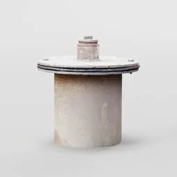 "High-resolution 3D model of an old rusty hydrant found in post-Soviet neighborhoods, created using Blender 3D software. This industrial utility asset features a metal lid, connector, and white cap, rendering it realistic and detailed. Explore this 3D model for Blender 3D to enhance your projects."