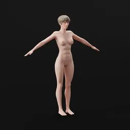 Poseable female figure 3D model for rigging and animation in Blender, neutral lighting, no background.