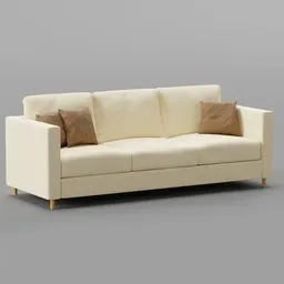 Detailed Blender 3D model of a high poly customizable couch with textured pillows and legs.