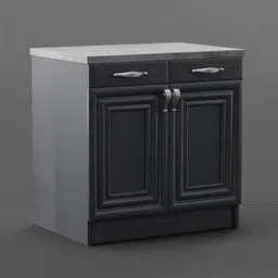 Detailed Blender 3D kitchen cupboard model with handles, suitable for interior design visualization.