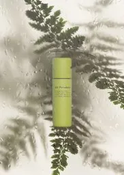 3D-rendered product display featuring a cosmetic bottle with botanical shadows, ideal for Blender mockups.